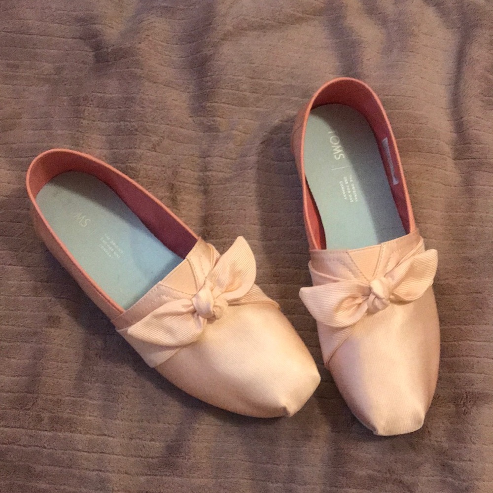 Toms Blush Grosgrain Bow Slip-Ons